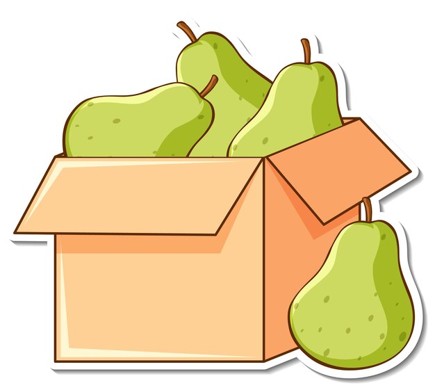 Sticker with many pears in a box
