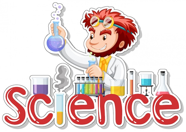 Free vector sticker with scientist doing experiment