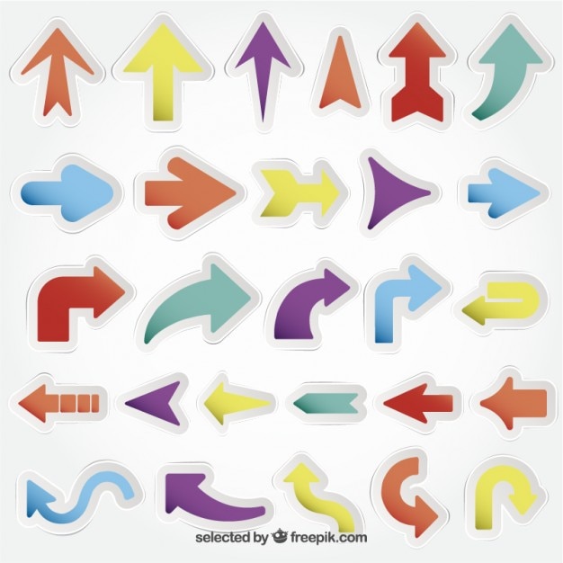 Free vector stickers in arrows shape