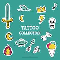 Free vector stickers collection of hand-drawn tattoos