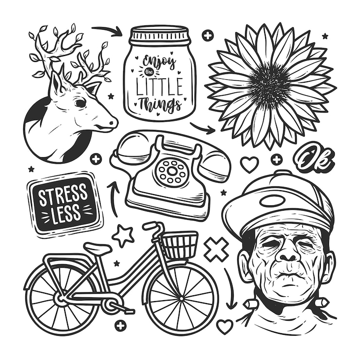 Free Vector stickers hand drawn doodle  