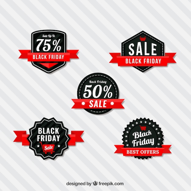 Stickers of interesting black friday offers set 