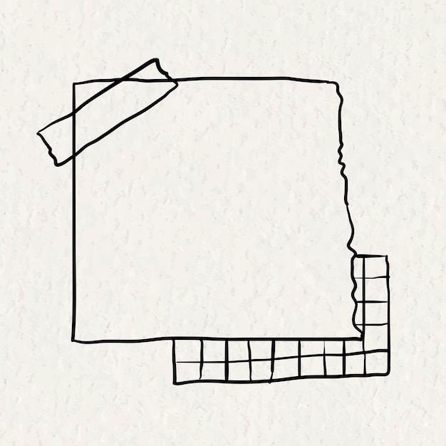 종이 질감에 손으로 그린 스타일의 스티커 메모 벡터 종이 요소