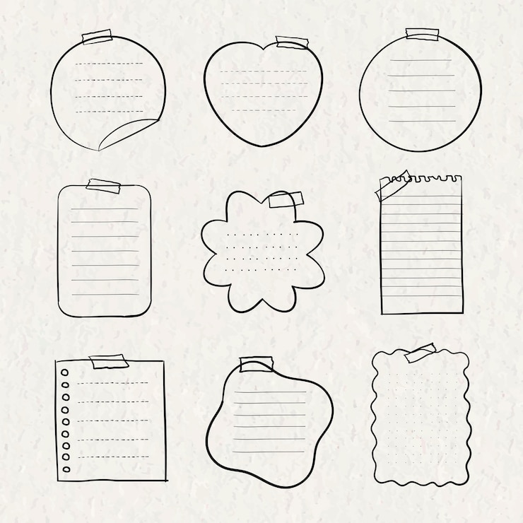 Free Vector sticky note vector set in hand drawn style