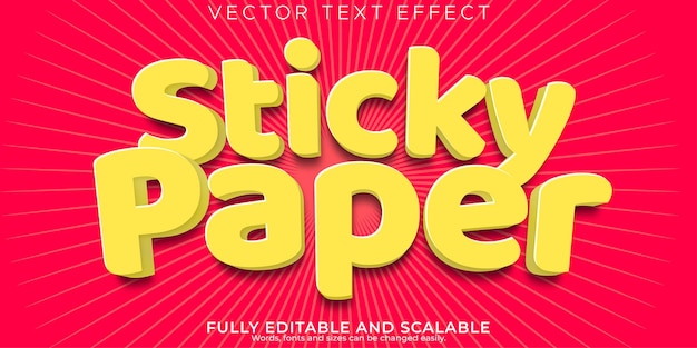 Free vector sticky paper text effect editable school and kids text style