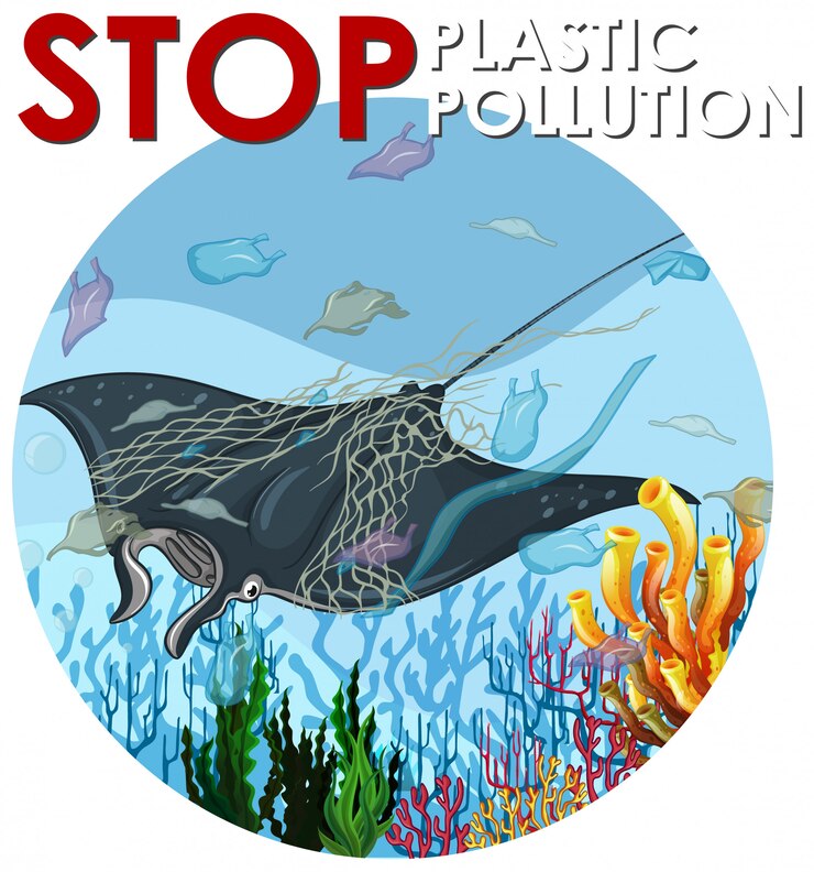 Free Vector stingray and plastic bags