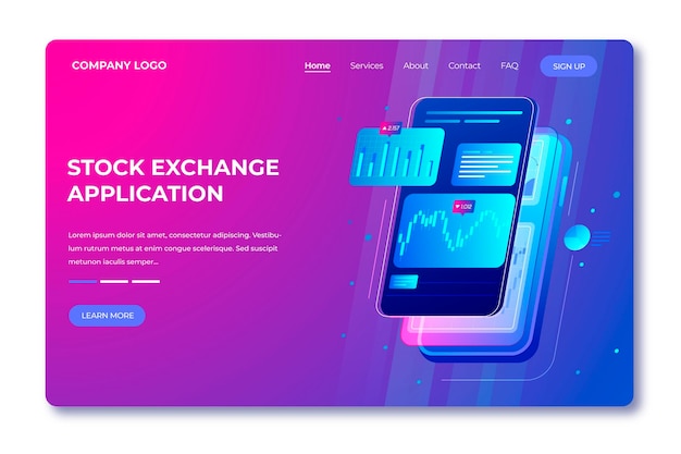 Stock exchange application landing page