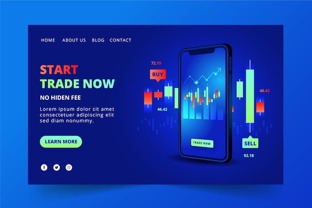 Stock exchange application landing page