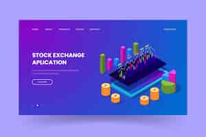 Free vector stock exchange platform landing page template