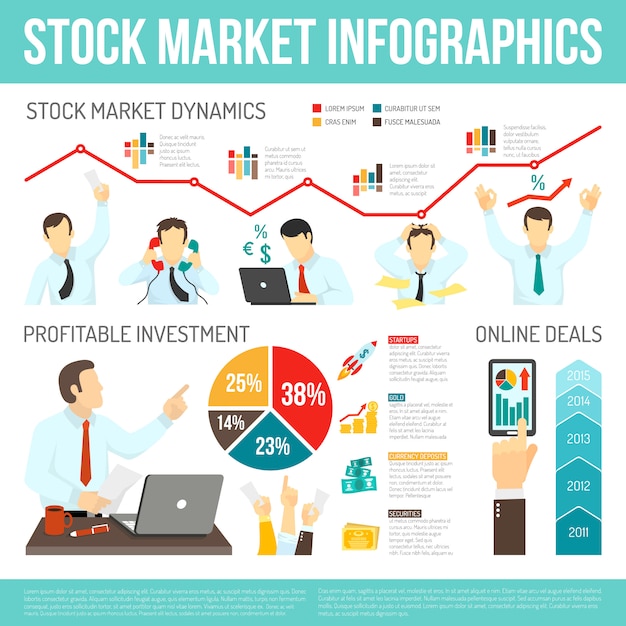 Free vector stock market infographics