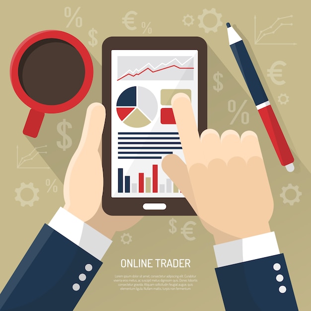 Free vector stock market on smartphone illustration