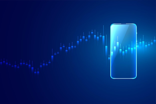 Stock market trading on mobile concept background