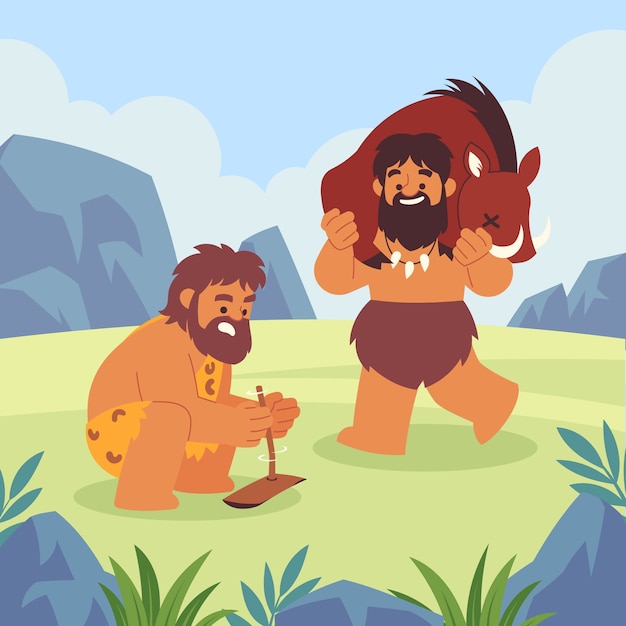 Free vector stone age hand drawn illustration