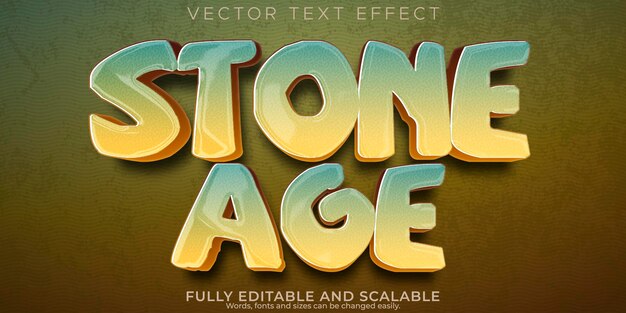 Текстовый эффект каменного века редактируемый мультяшный стиль текста пещерного человека