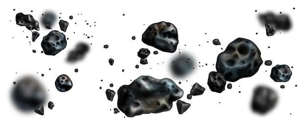Vettore gratuito cintura di asteroidi di pietra meteora o roccia spaziale volante