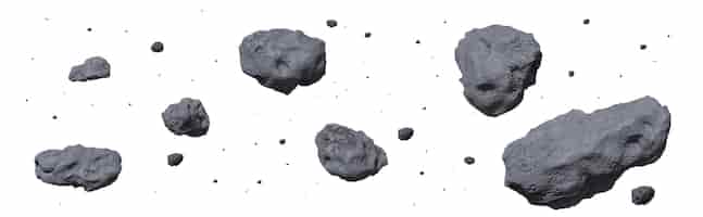 Бесплатное векторное изображение Каменный пояс астероидов метеор или летающий космический камень