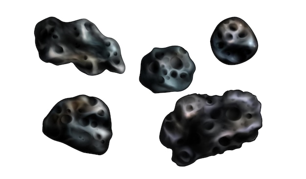 Бесплатное векторное изображение Каменные астероиды метеор или космический валун или камень
