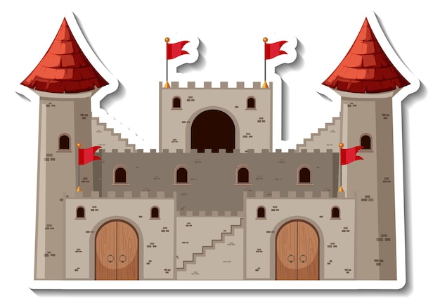 Free vector stone castle and fortress cartoon sticker