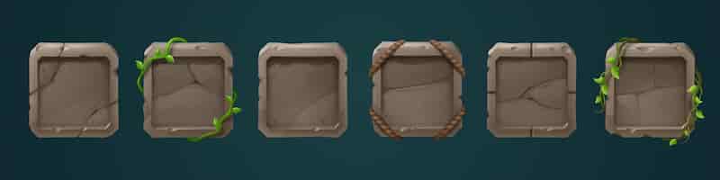 Free vector stone frames for game user avatar