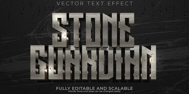 Free vector stone guardian text effect editable rock and epic text style