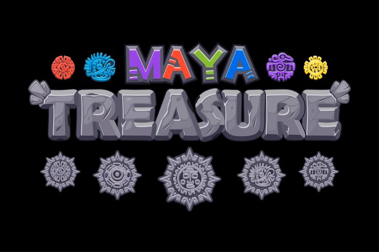 Free Vector stone inscription treasures of the maya civilization.