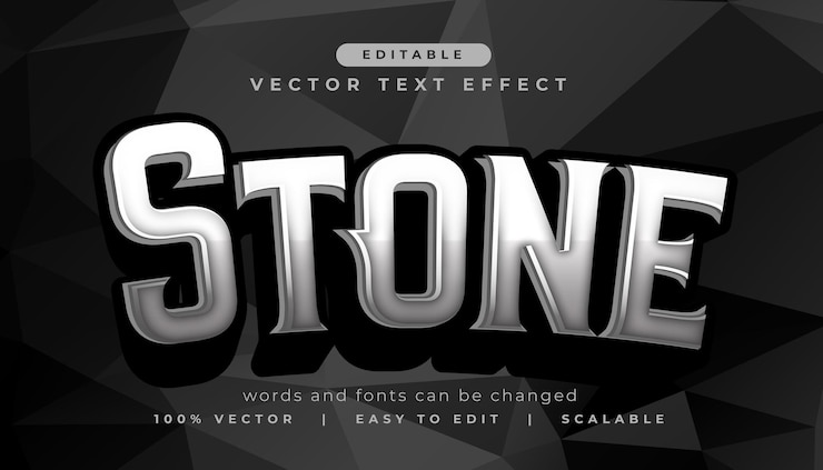 Free Vector stone lettering text effect in grey and black color