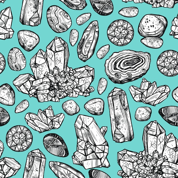 Free vector stones crystal seamless pattern
