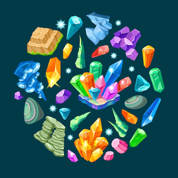 Stones decoration isometric set