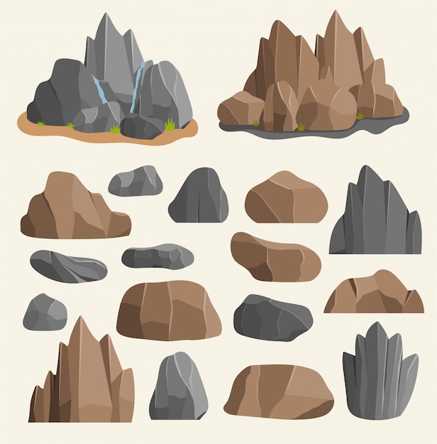 岩や石のイラスト プレミアムベクター