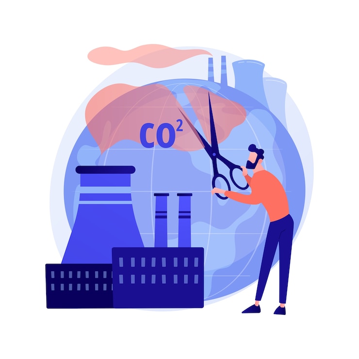 Free Vector stop air pollution. carbon dioxide reduction, environmental damage, atmosphere protection. toxic emission problem