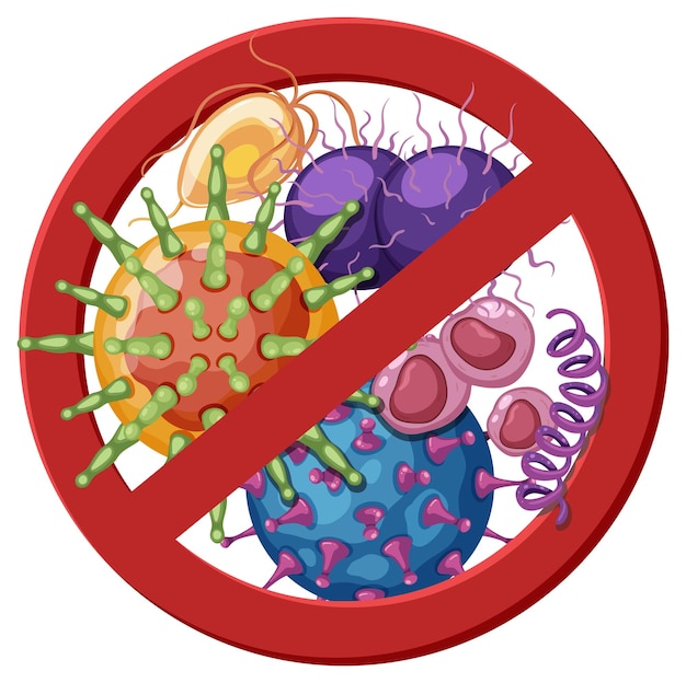 Free vector stop bacteria and virus prohibition sign