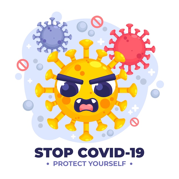 Stop coronavirus concept with angry virus