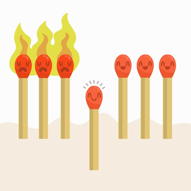 Stop coronavirus flaming matches concept