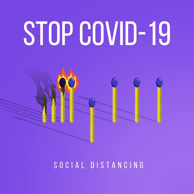 Free vector stop coronavirus matches concept