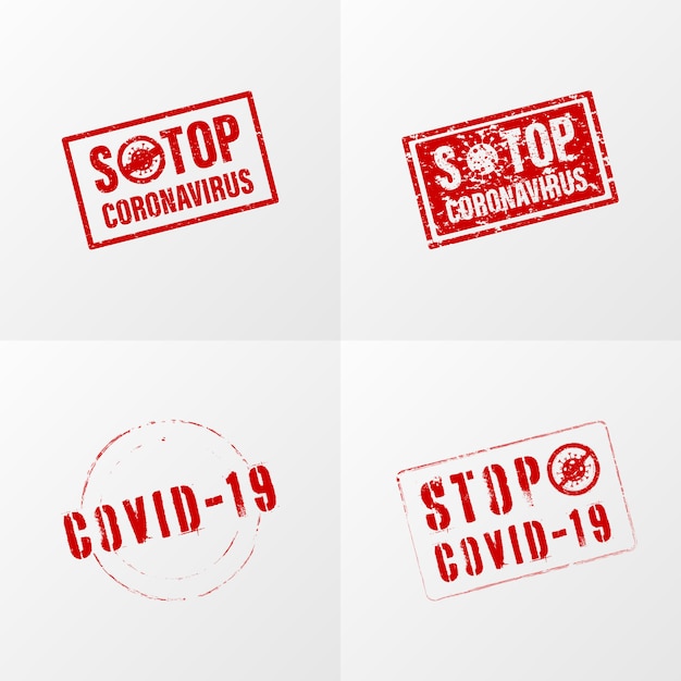 Stop coronavirus stamp in red color