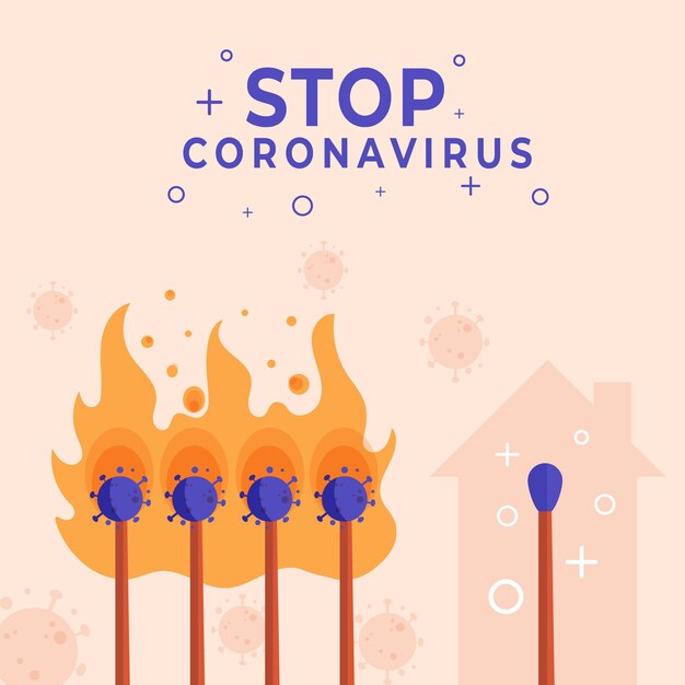 Stop coronavirus with matches concept