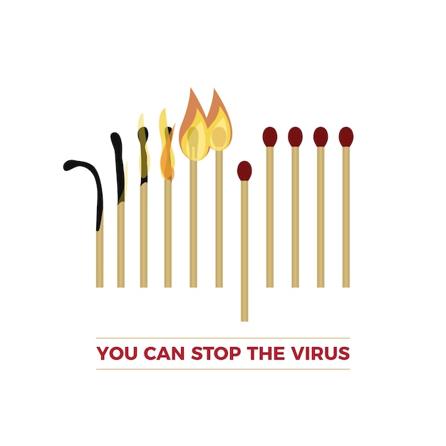 Stop coronavirus with matches concept