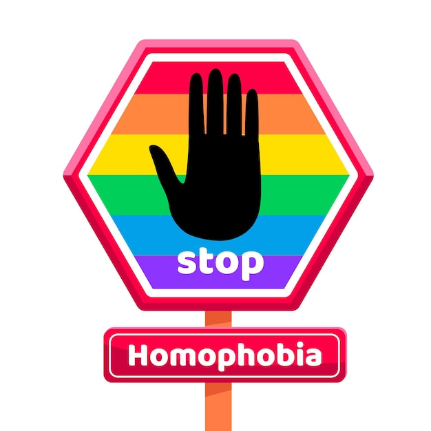 Free vector stop homophobia and lgbt flag