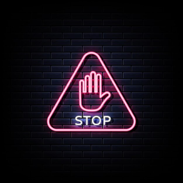 Premium Vector Stop Neon Signs On Black Wall