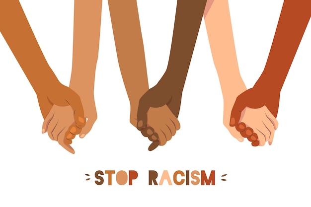 Stop racism concept illustrated with people holding hands