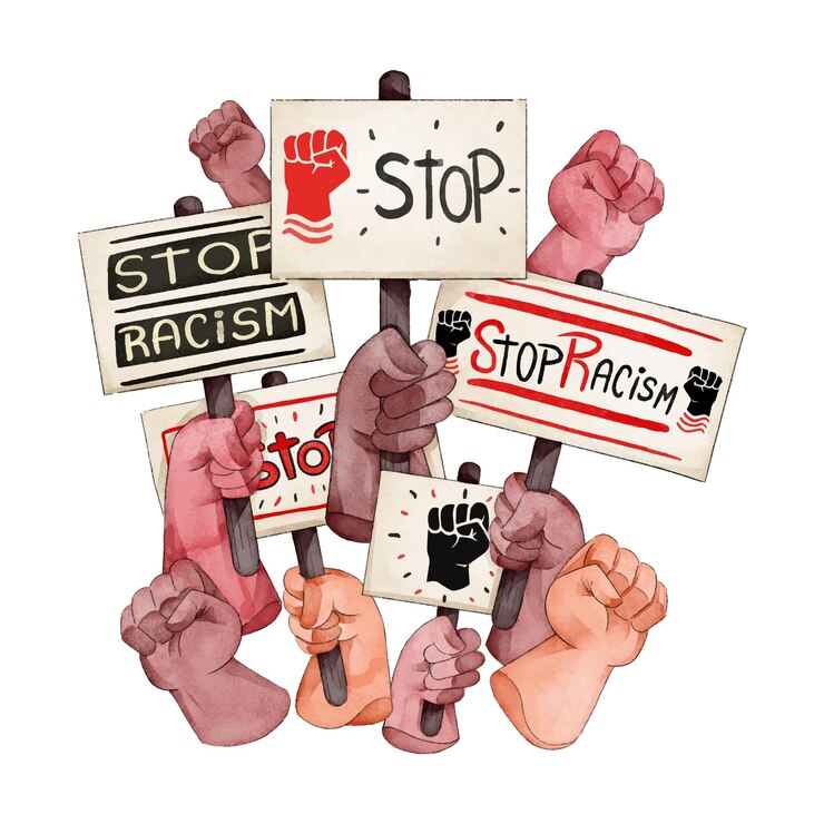 Free Vector stop racism placards discrimination concept