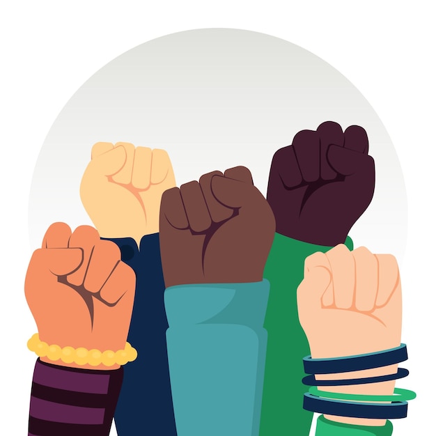 Free vector stop racism with fists up