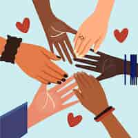 Free vector stop racism with hands and heart
