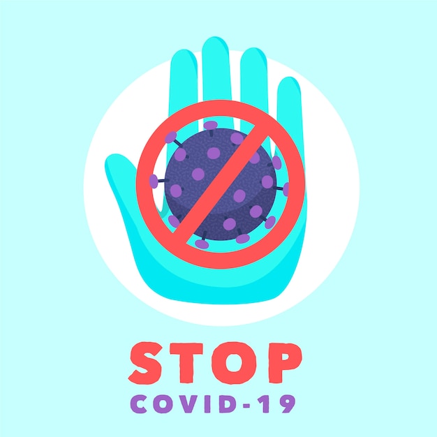 Free vector stop sign with coronavirus