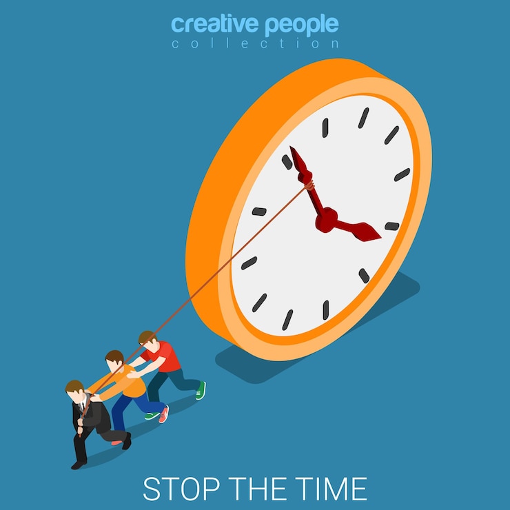 Free Vector stop slowdown the time drudge hard overtime work flat isometric
