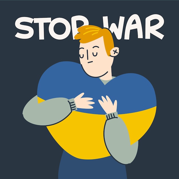 Бесплатное векторное изображение Остановить войну в украине с характером