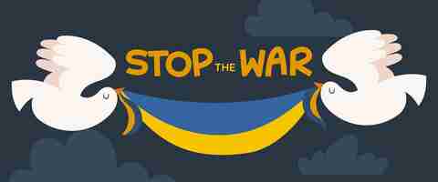 Free vector stop the war in ukraine banner with doves