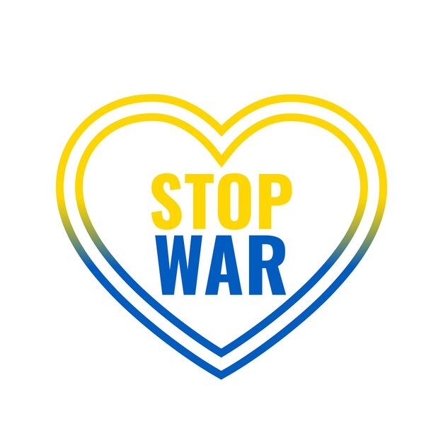 Stop war in ukraine concept with flag color heart