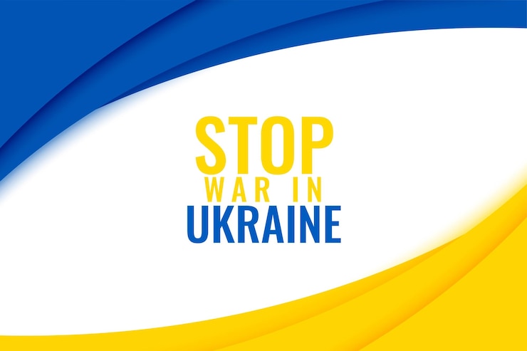 Free Vector stop war in ukraine message with country flag