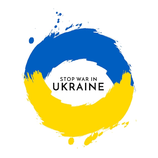 Stop war in Ukraine text country flag theme design vector